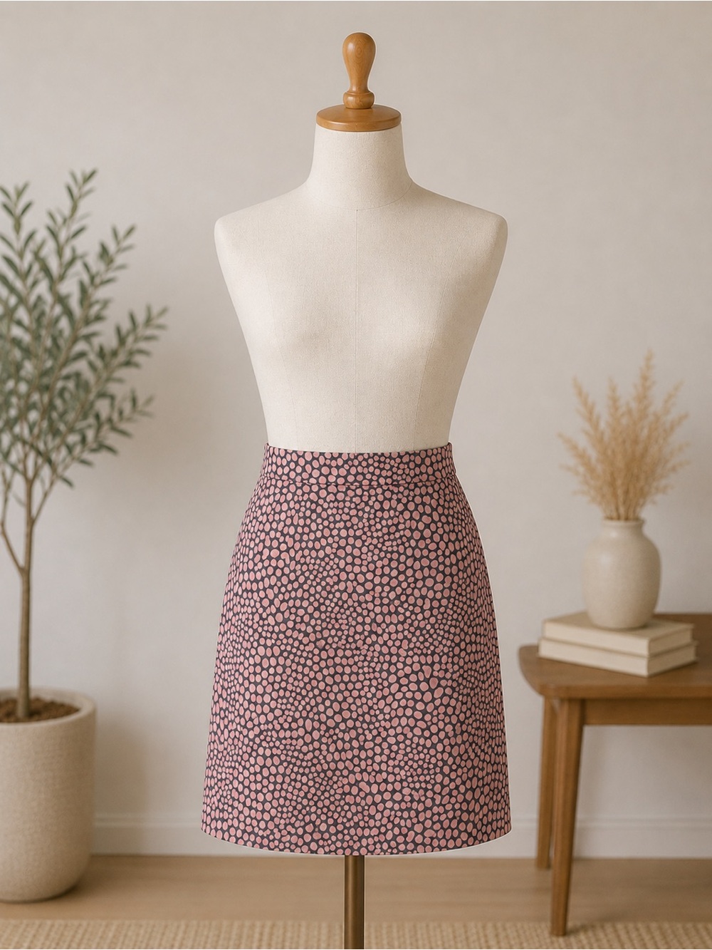 LOFT Pink Dot Mini Skirt